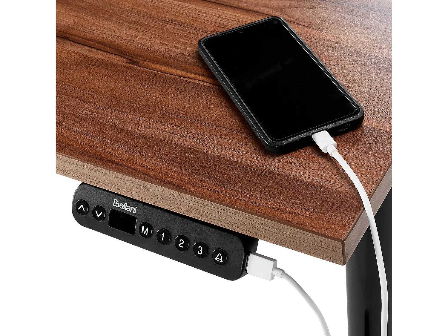 Elektrisch höhenverstellbarer Schreibtisch USB grau/schwarz 160x72 cm DESTINAS