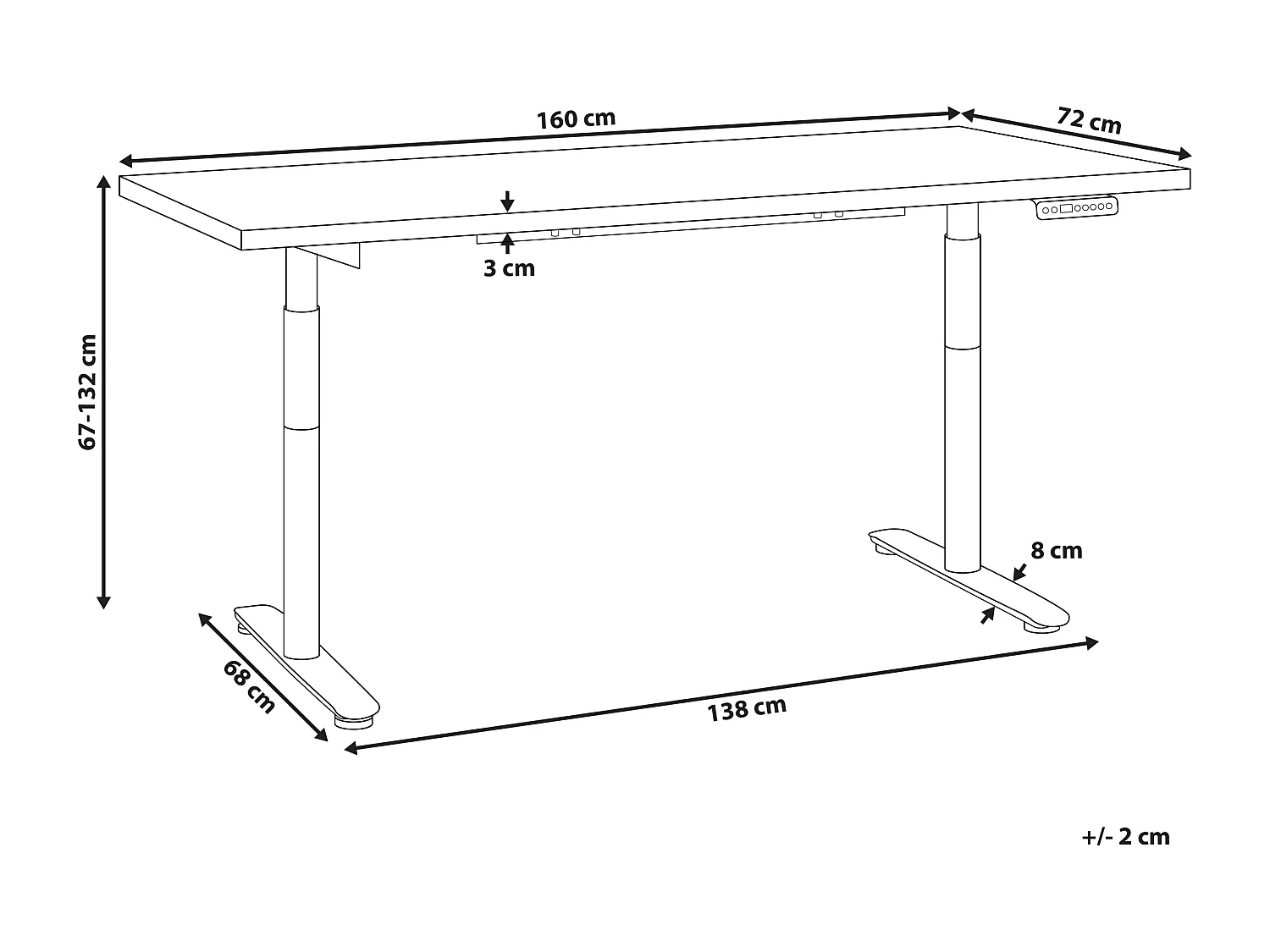 Biurko regulowane elektrycznie 160 x 72 cm szaro-białe DESTINAS