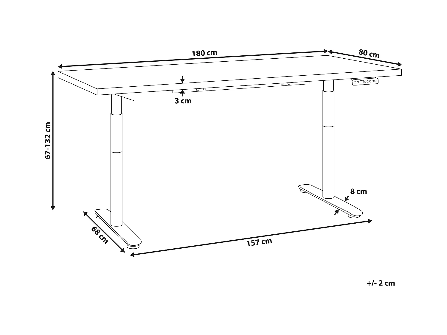 Bureau réglable en hauteur électriquement DESTINAS Marron/noir 180 cm 80 cm