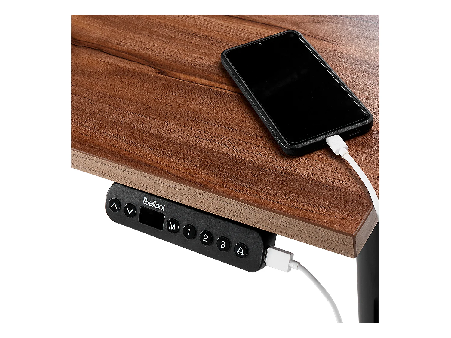 Bureau réglable en hauteur électriquement DESTINAS Marron/noir 180 cm 80 cm