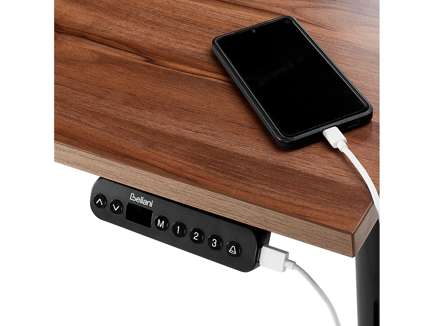 Bureau elektrisch verstelbaar donkerhout/zwart 180 x 80 cm DESTINAS