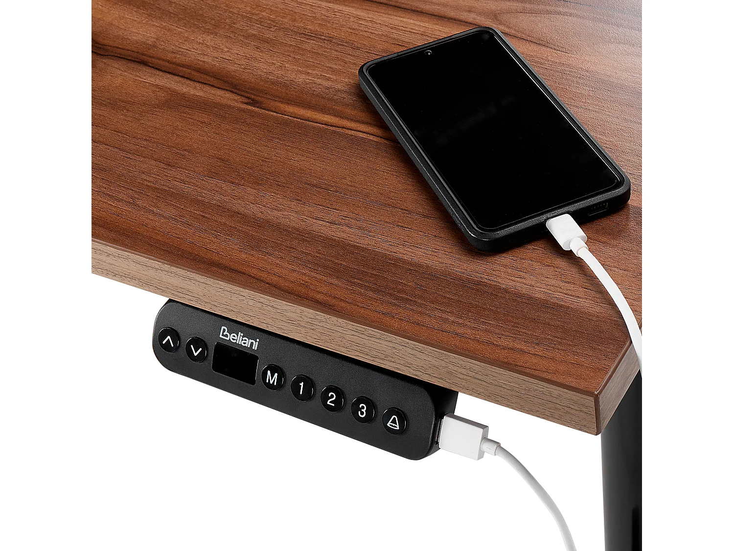 Elektrisch höhenverstellbarer Schreibtisch USB braun/schwarz 180x80 cm DESTINAS