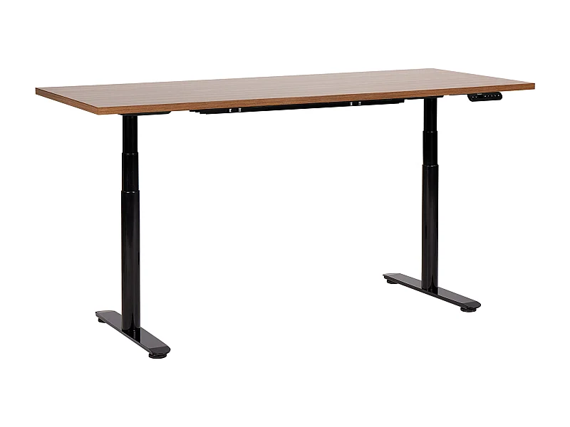 Biurko regulowane elektrycznie 180 x 80 cm ciemne drewno z czarnym DESTINAS