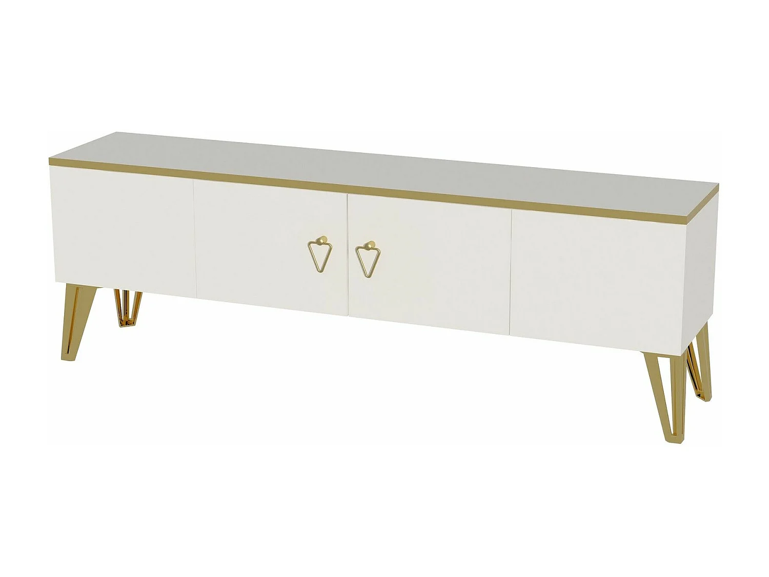 Meuble TV Meslar 150cm Blanc et Or