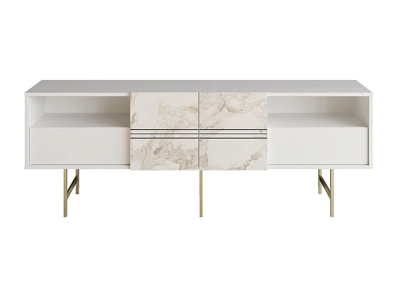 Móvel de TV moderno – 180 cm – Branco – Painel de partículas revestido em melamina