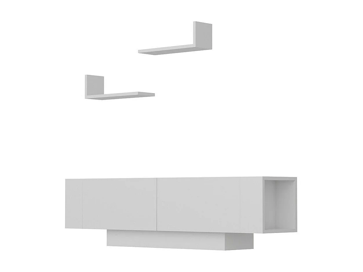 Móvel de TV moderno – 150 cm – Branco – Painel de partículas revestido em melamina