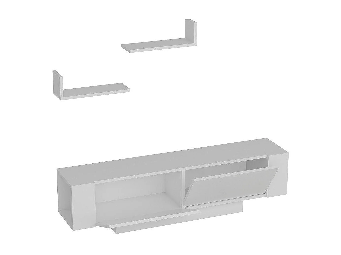 Móvel de TV moderno – 150 cm – Branco – Painel de partículas revestido em melamina