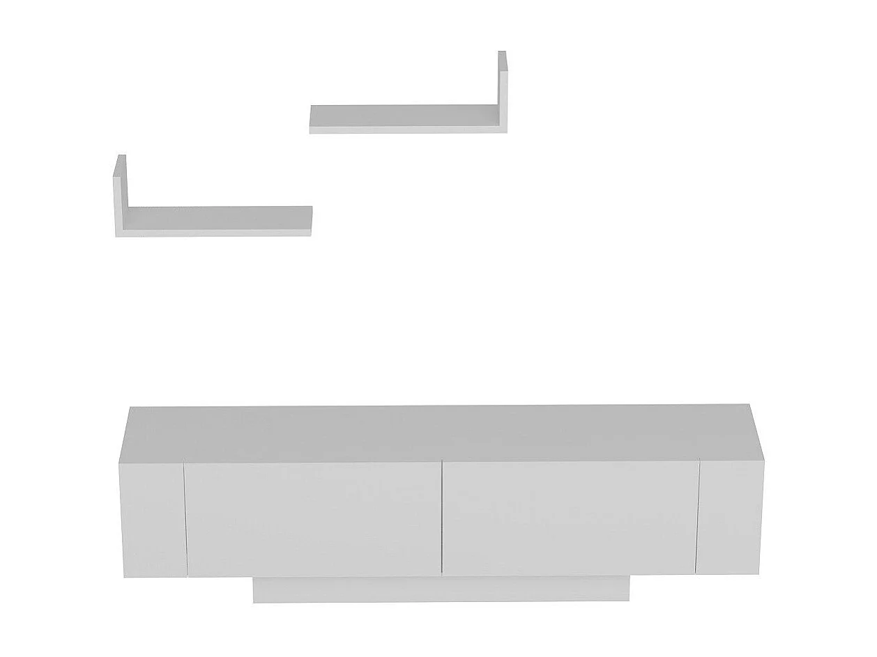 Ensemble meuble TV et 2 étagère murale Henadji Blanc