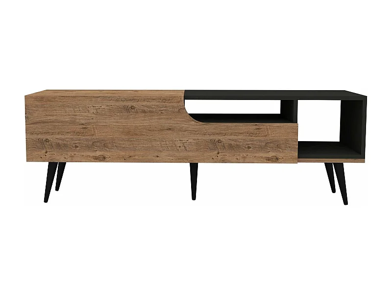 Meuble TV Mayas L150cm Bois clair et Anthracite