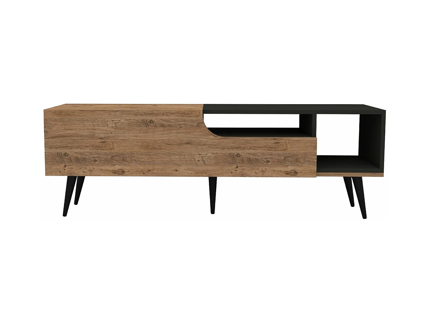 Meuble TV Mayas L150cm Bois clair et Anthracite