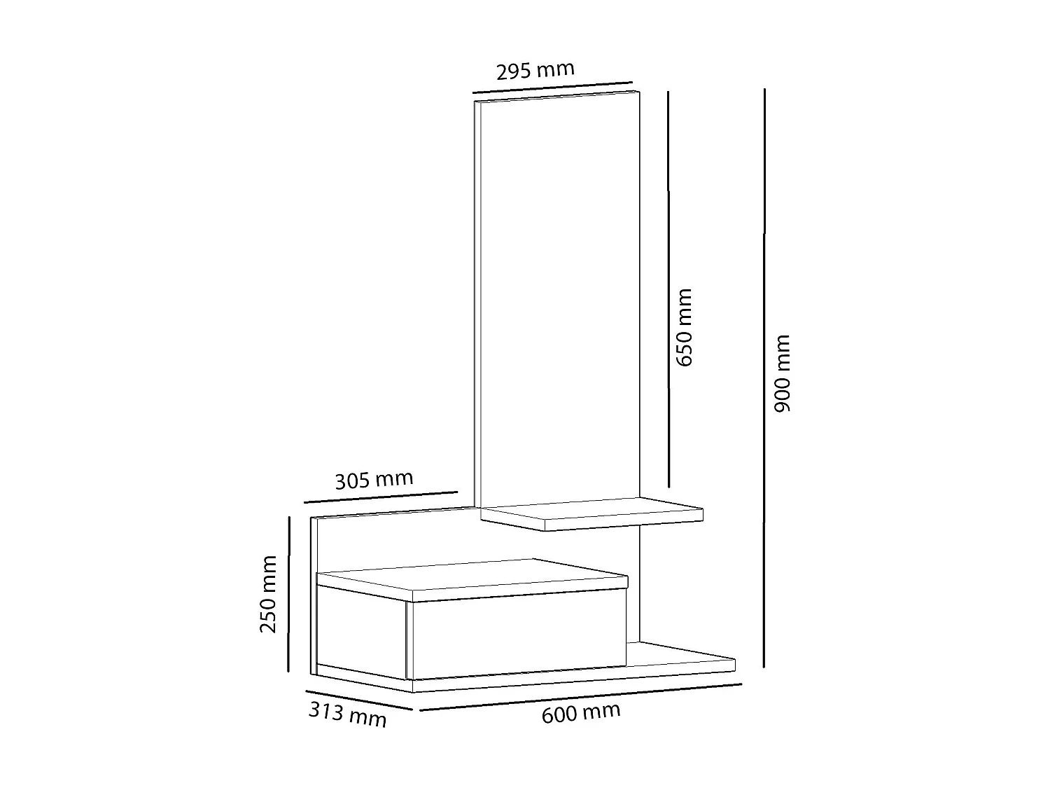 Meuble d'entrée murale avec miroir Jaded Bois clair et Anthracite