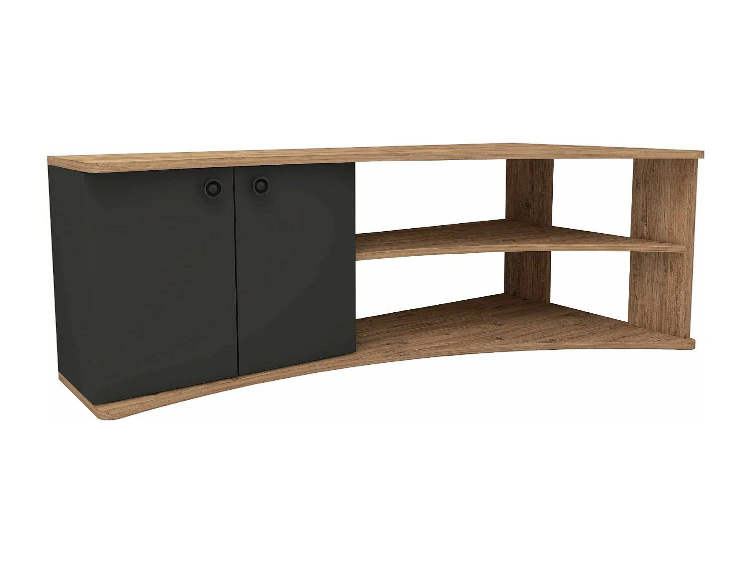 Meuble TV d'angle Jirel Bois clair et Anthracite