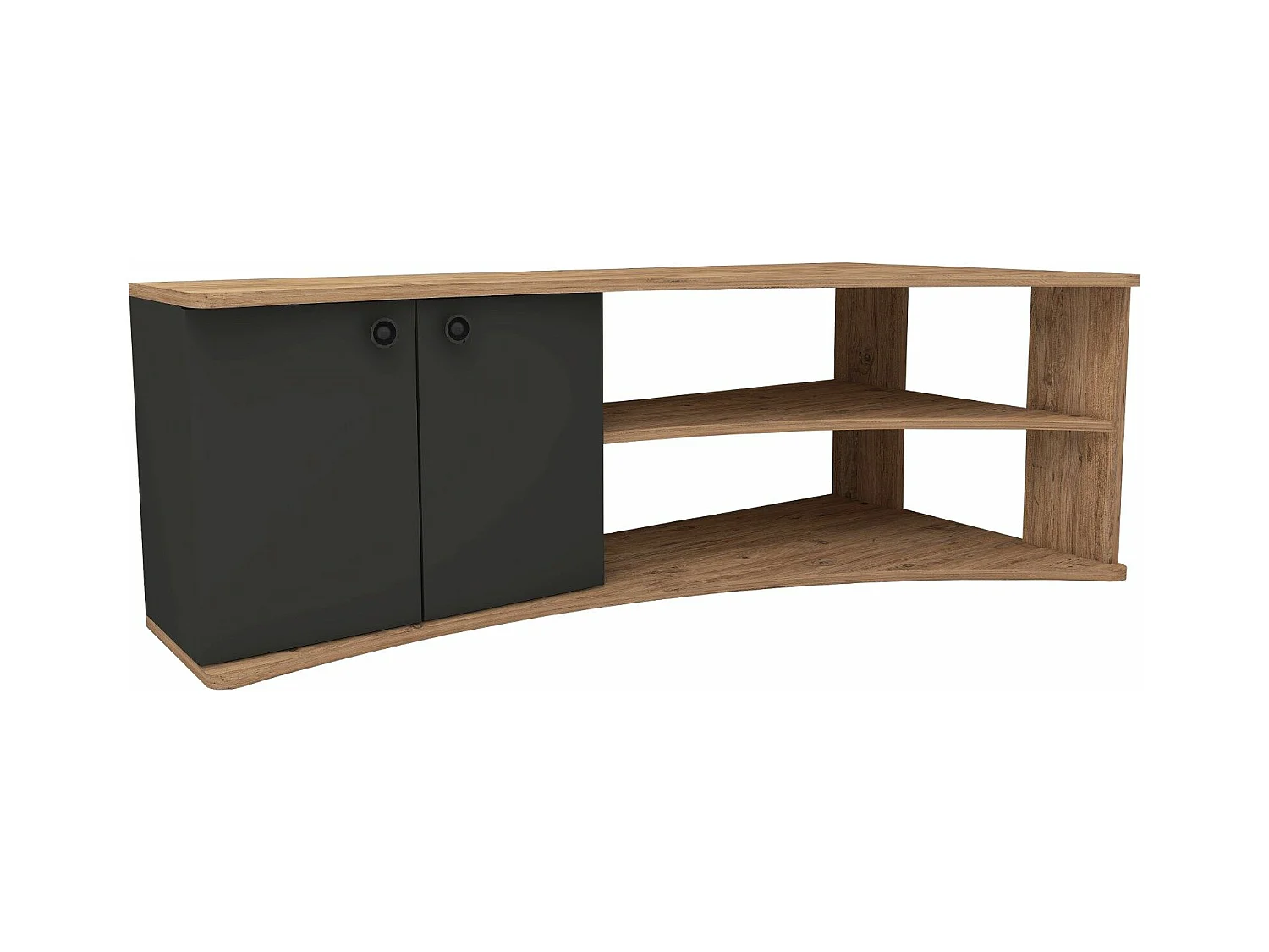 Meuble TV d'angle Jirel Bois clair et Anthracite