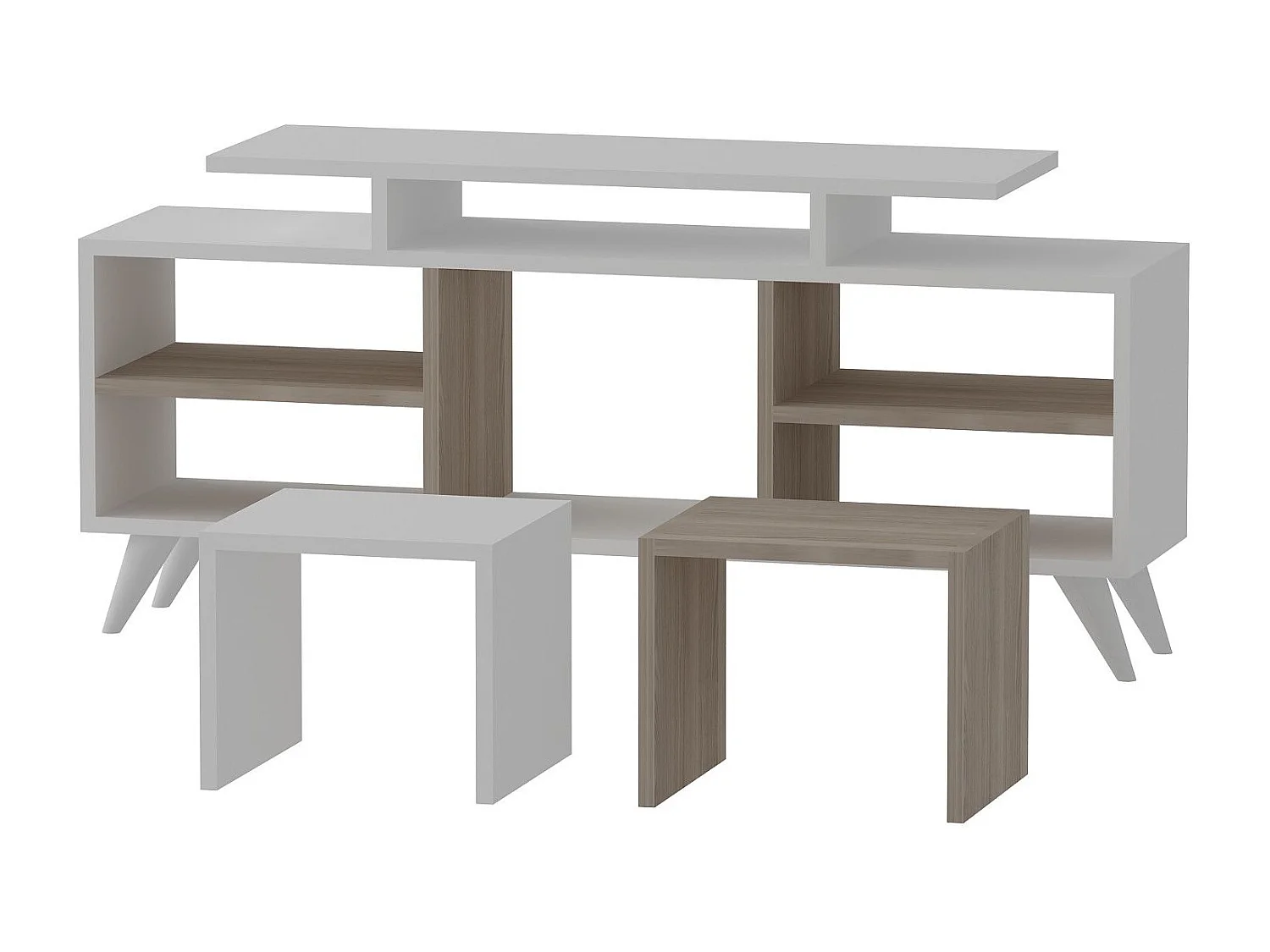 Móvel de TV moderno – 120 cm – Branco e Córdoba – Melamina