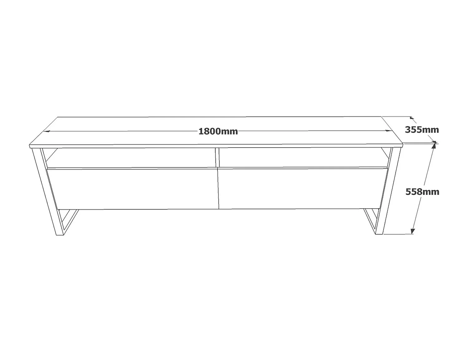 Mesa de tv Kailua 837, Pino|Negro, Número de puertas: 1.00, 180x56x36cm
