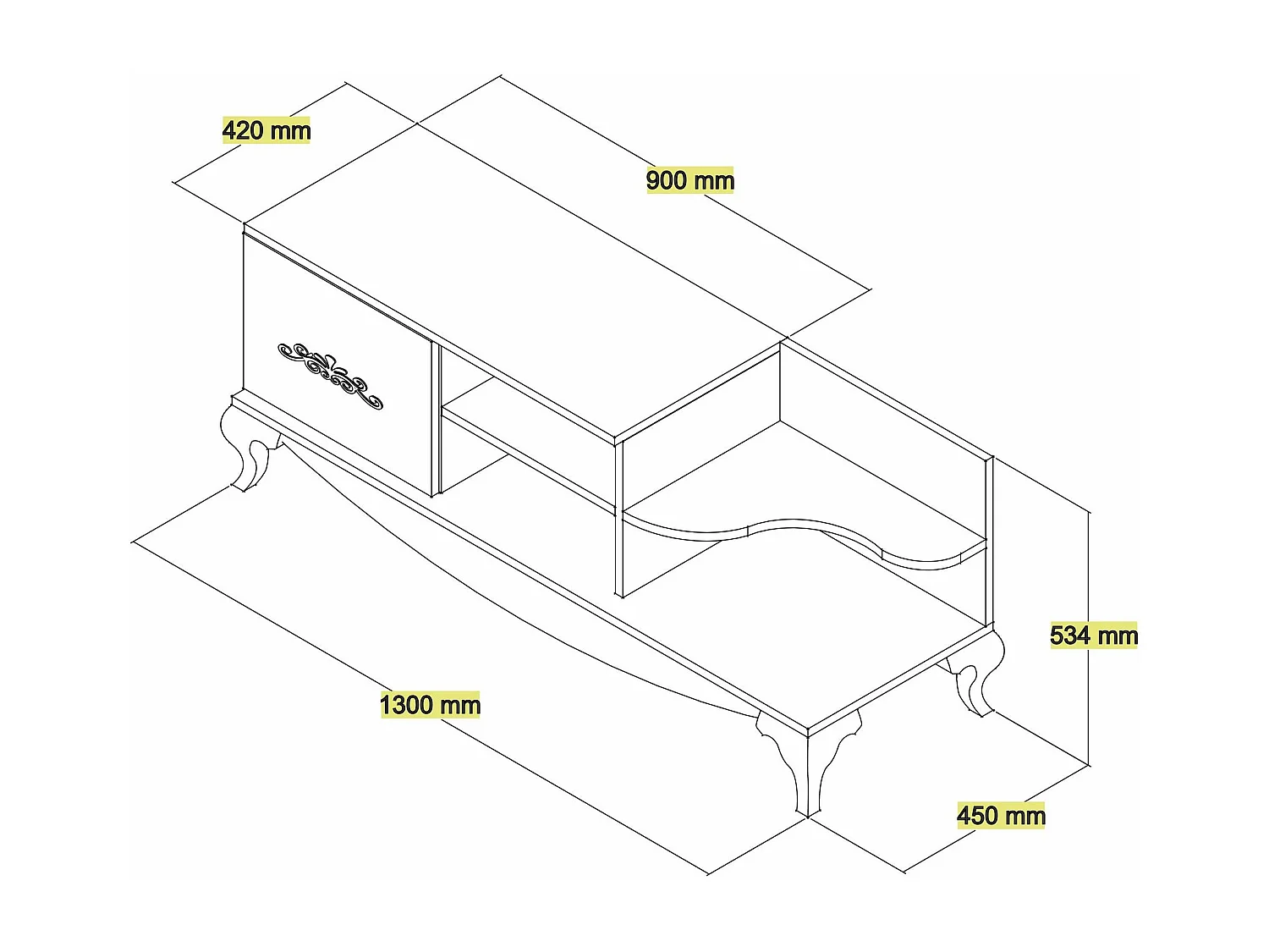 Moderner TV-Ständer – 130 cm x 50,6 cm x 45 cm – Walnuss und Weiß – Melamin
