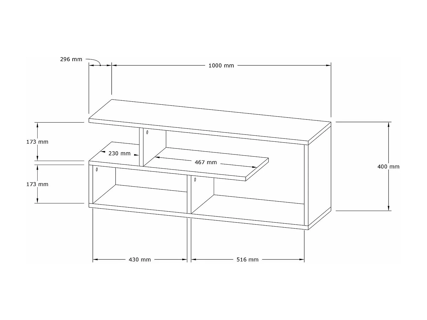 Mesa de tv Kailua 1214, Luminoso madera, 100x40x30cm