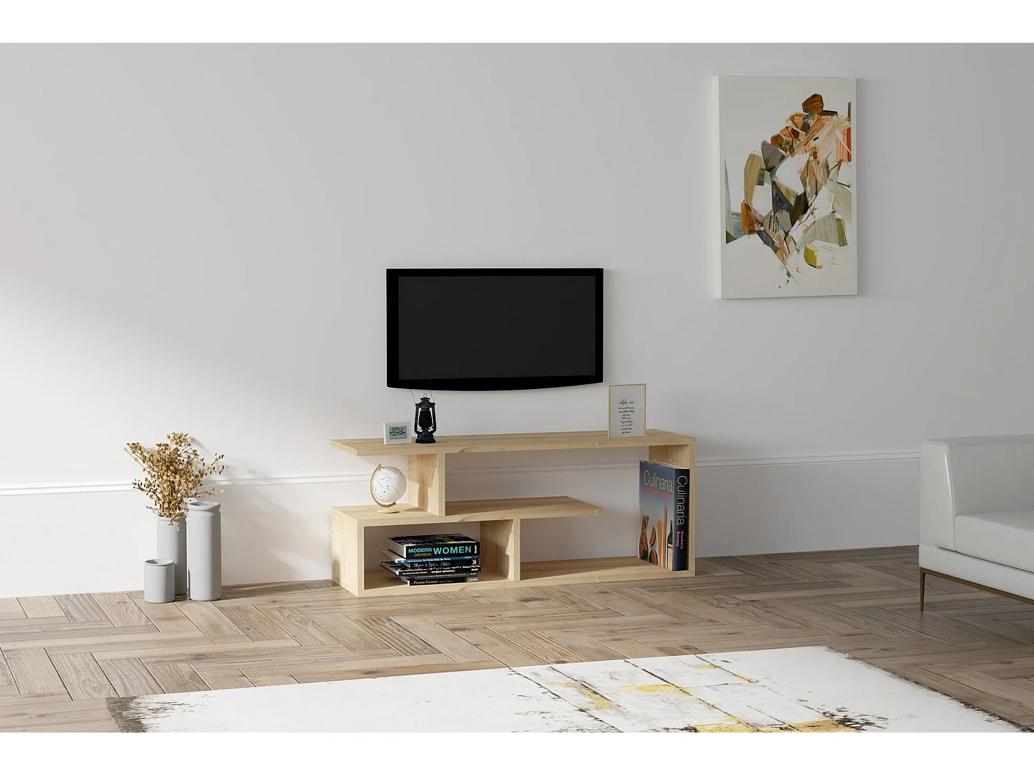 TV-meubel – 100 cm x 40 cm x 29,6 cm – Saffier – Melamine gecoate spaanplaat