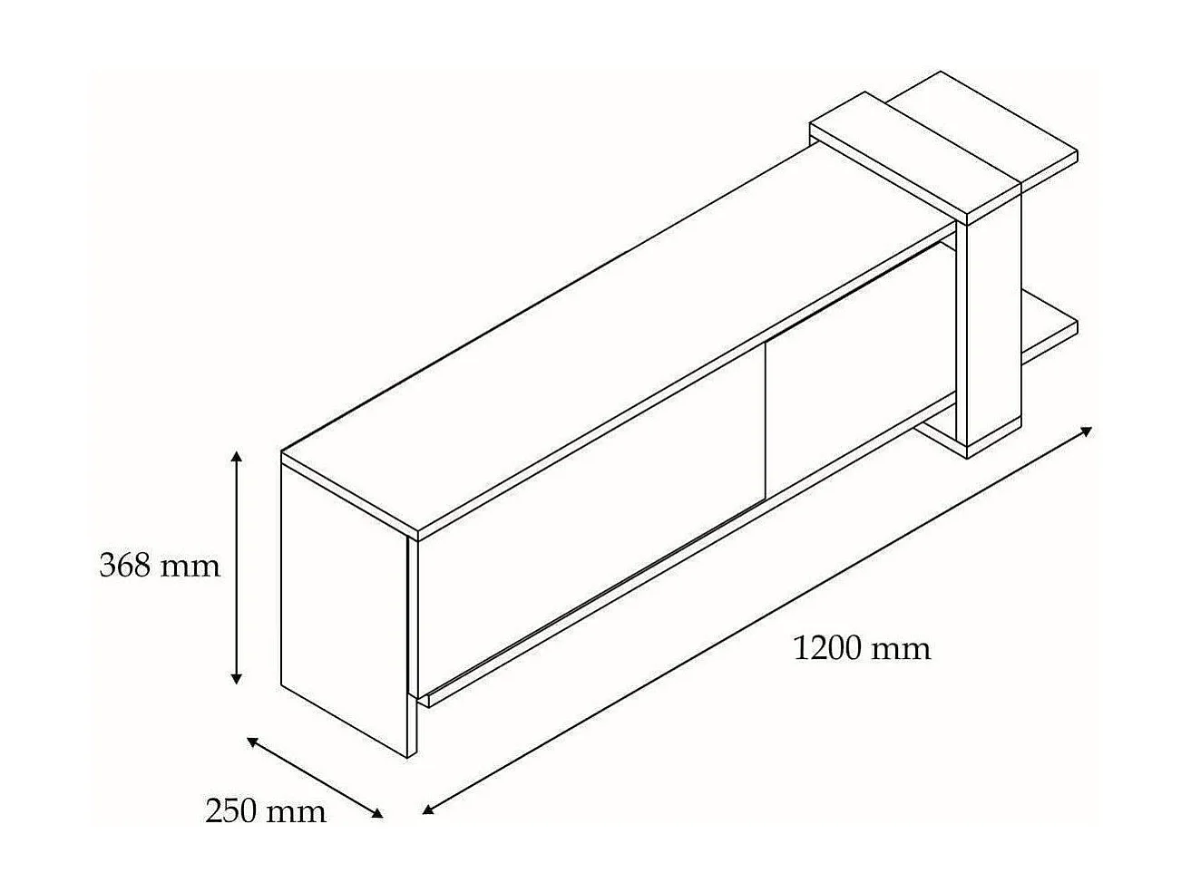 Meuble TV 1 porte kaine 120cm Bois clair et Anthracite