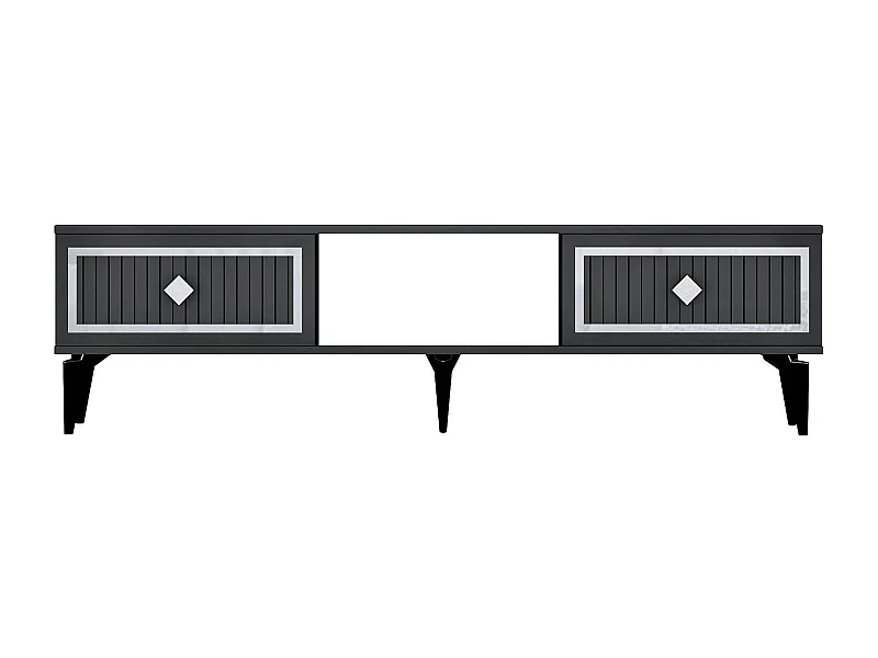 TV-Ständer – 150 cm x 44,6 cm x 29,6 cm – Anthrazit und Silber – Spanplatte