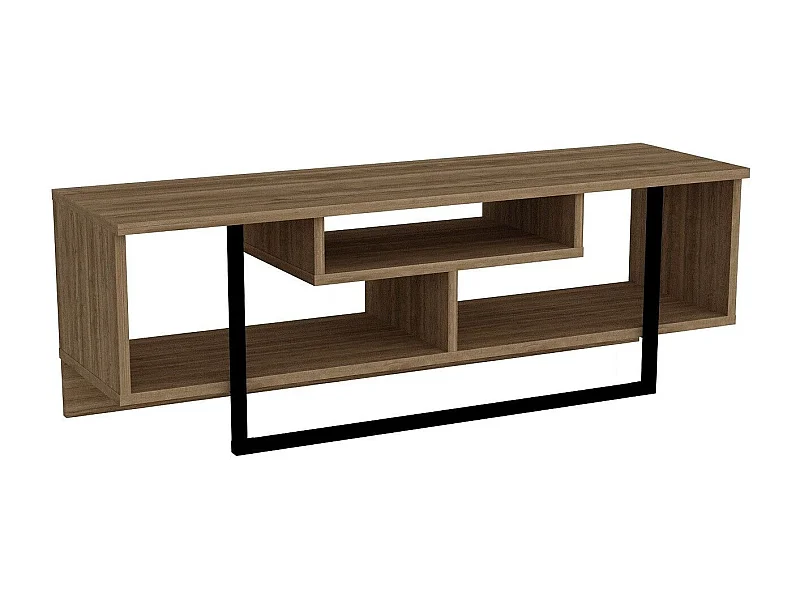 Meuble TV Nikolai L120cm Bois clair et Noir