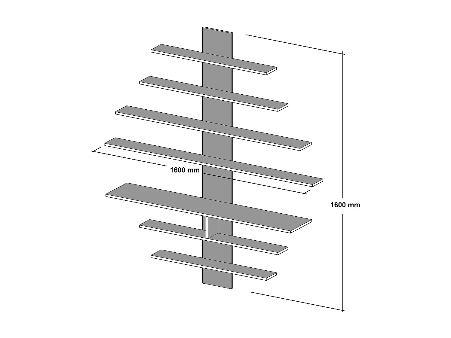 Moderner TV-Ständer – 160 x 160 x 30 cm – Weiß und Walnuss – Melaminbeschichtete Spanplatte