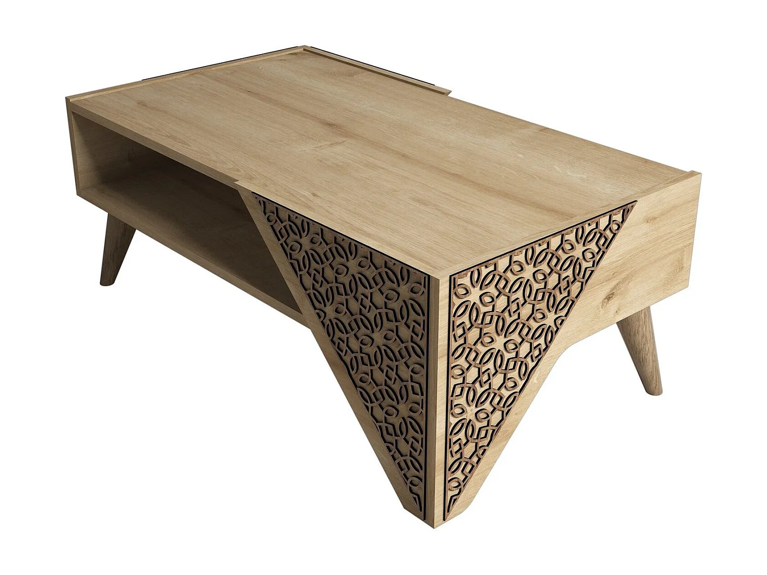 Table basse Forces Motif Arabesque Bois et Chêne