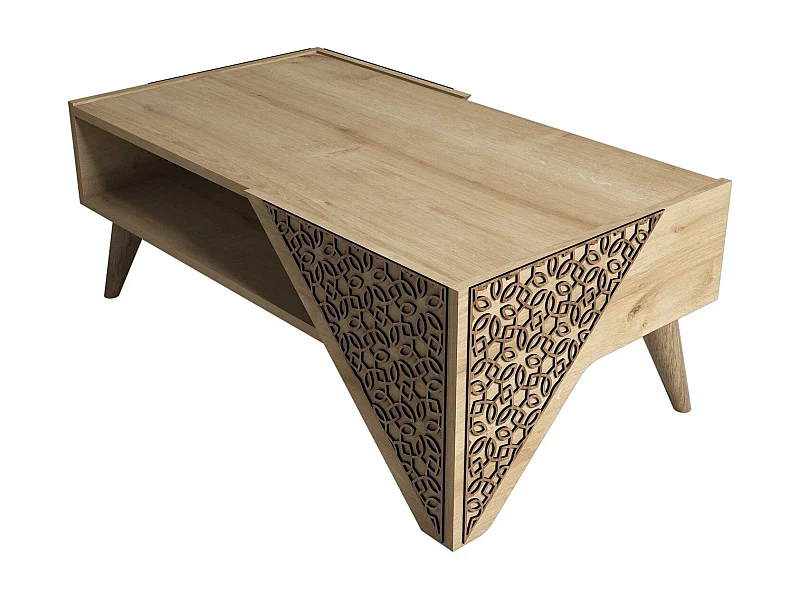 Table basse Forces Motif Arabesque Bois et Chêne