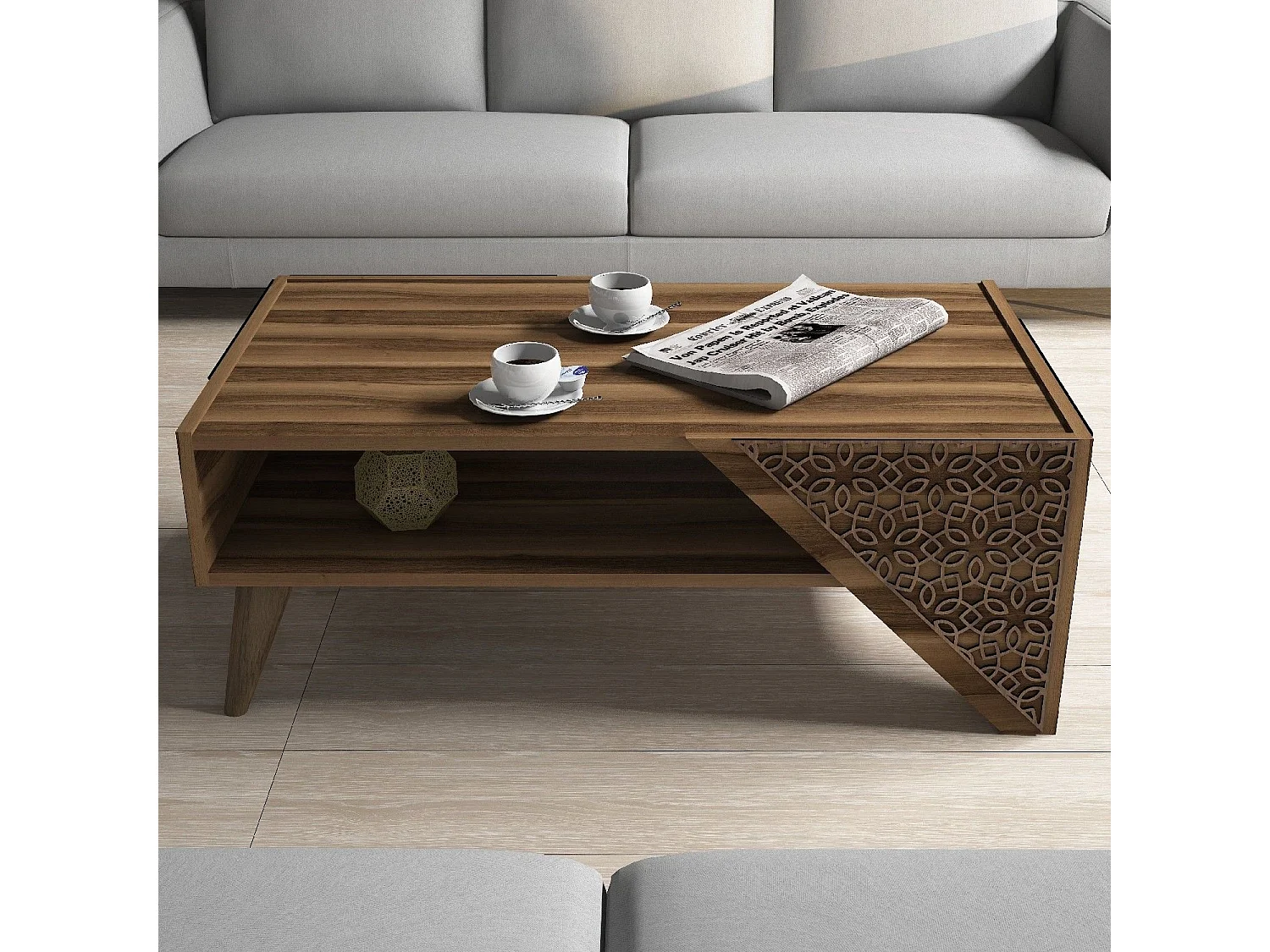 Table basse Forces Motif Arabesque Bois et Naturel