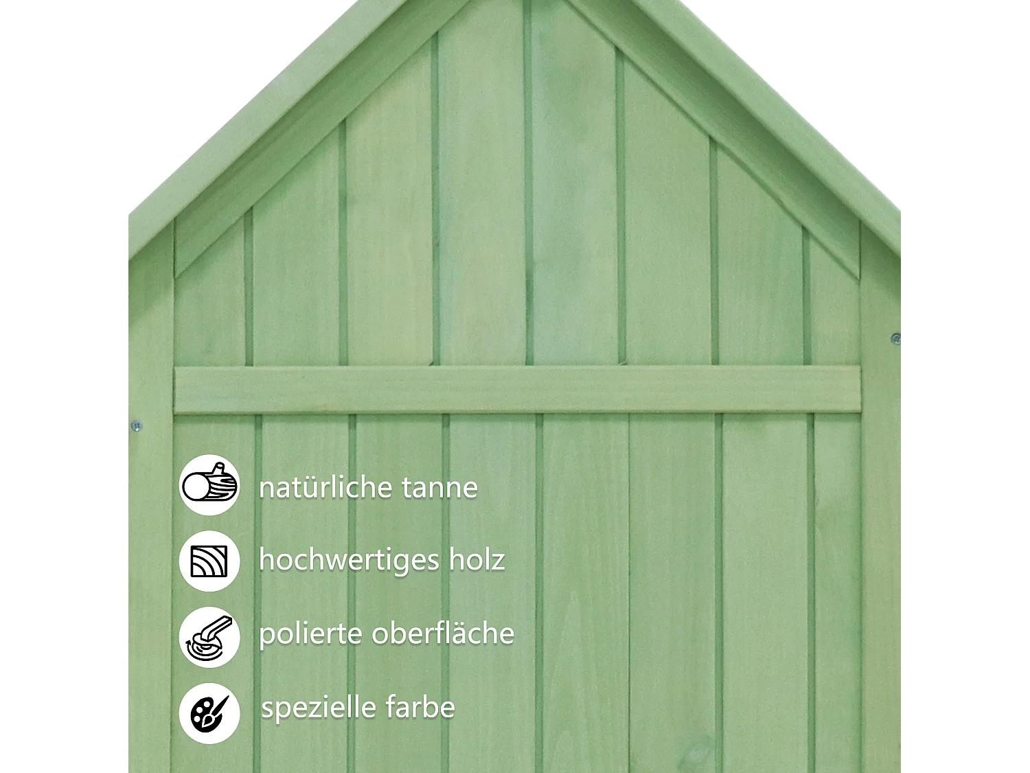 Massief houten tuinhuis met PVC schuin dak - 2 planken 3 klapdeuren - L118 x D54 x H173 cm - Groen