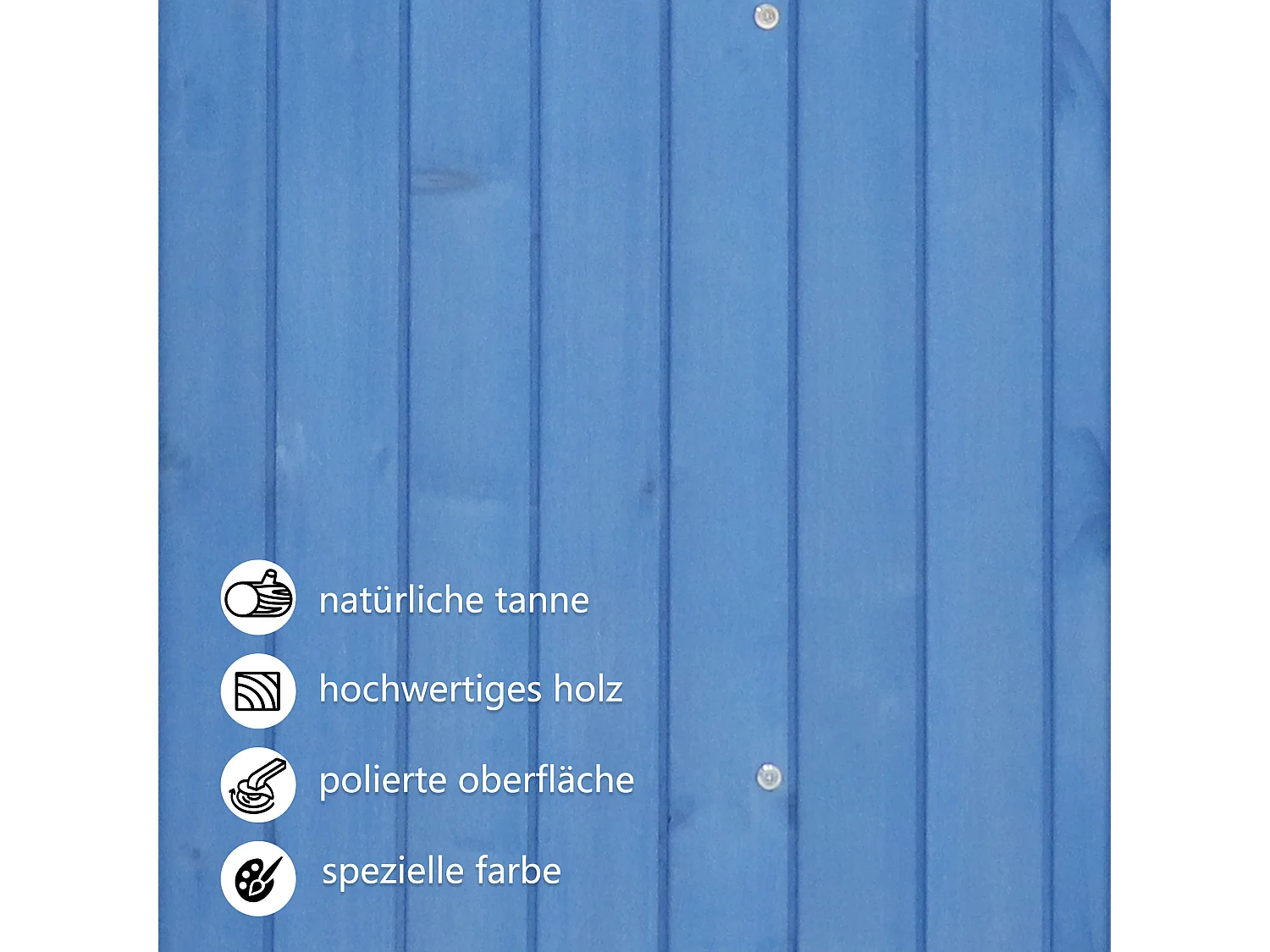 Abri de jardin en bois massif avec toit pente en PVC - 2 étagères 3 portes loquets - L124 x P46 x H174 cm - Bleu