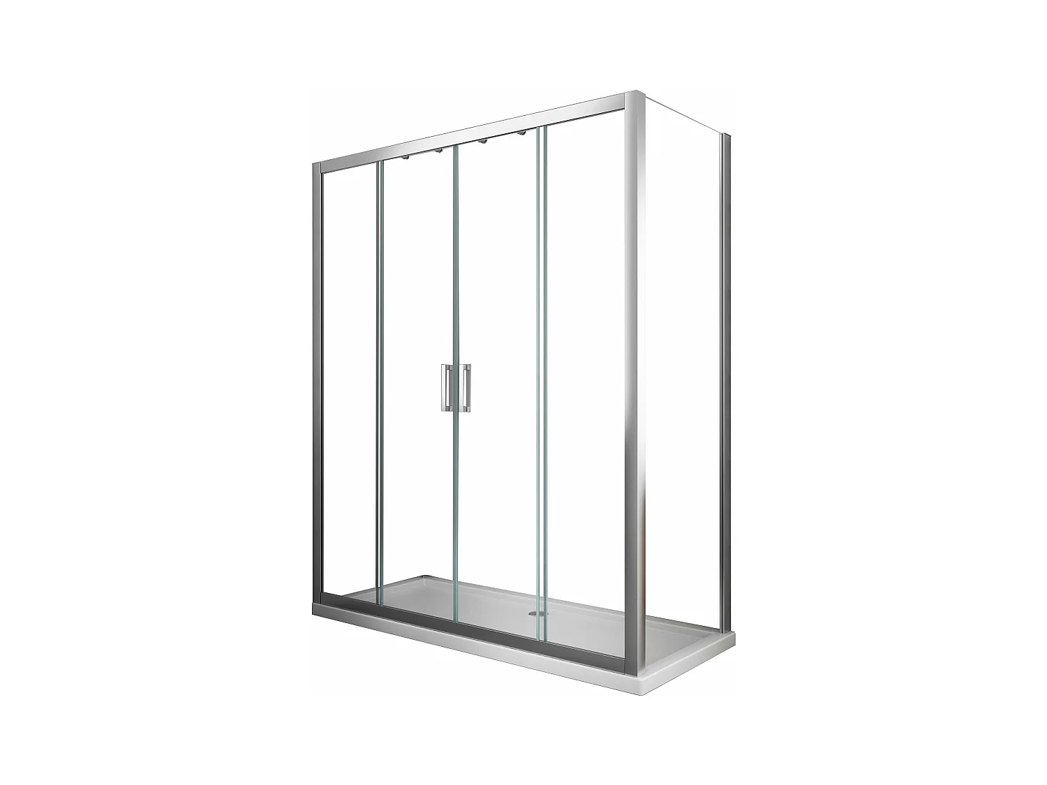 Douche de 6 mm avec un mur fixe et quatre portes avec ouverture centrale H.190 receveur de douche non inclu 67,5-70 fixe x 148-153 ouverture centrale