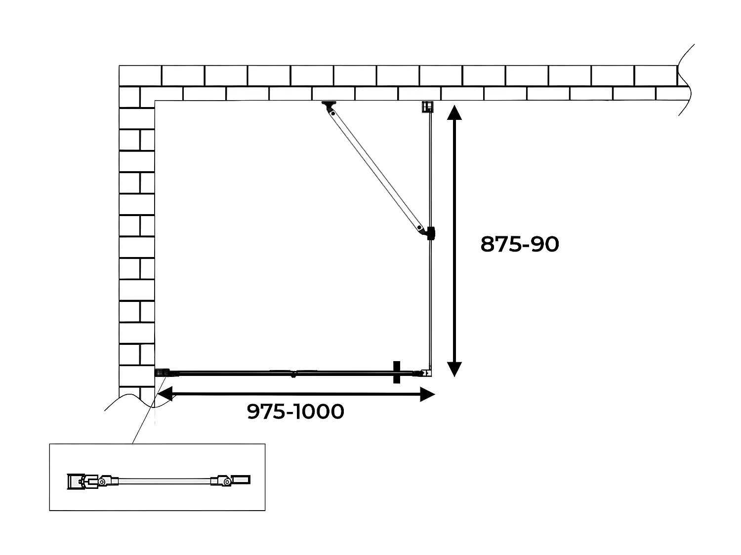 Box doccia apertura a libro soffietto pieghevole con parete fissa laterale h 190 cromo trasparente Fisso 87,5-90 - Porta 97,5-100