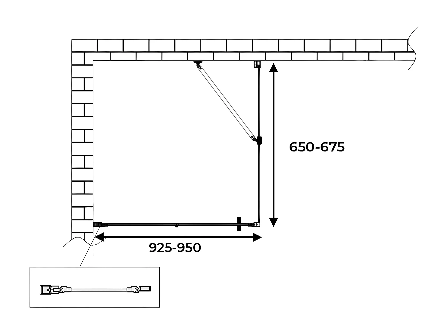 Box doccia apertura a libro soffietto pieghevole con parete fissa laterale h 190 cromo trasparente Fisso 65-67,5 - Porta 92,5-95