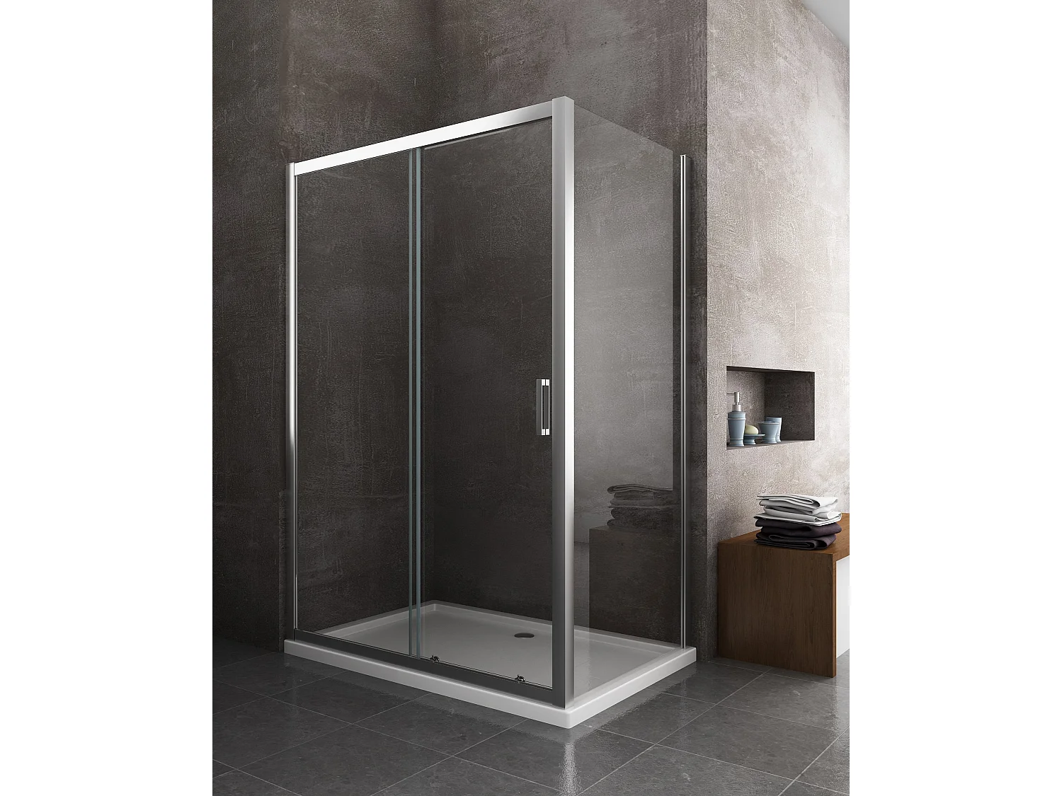 Box doccia angolare parete fissa e porta scorrevole vetro 6 mm Fisso 62,5-65 Porta 95-100