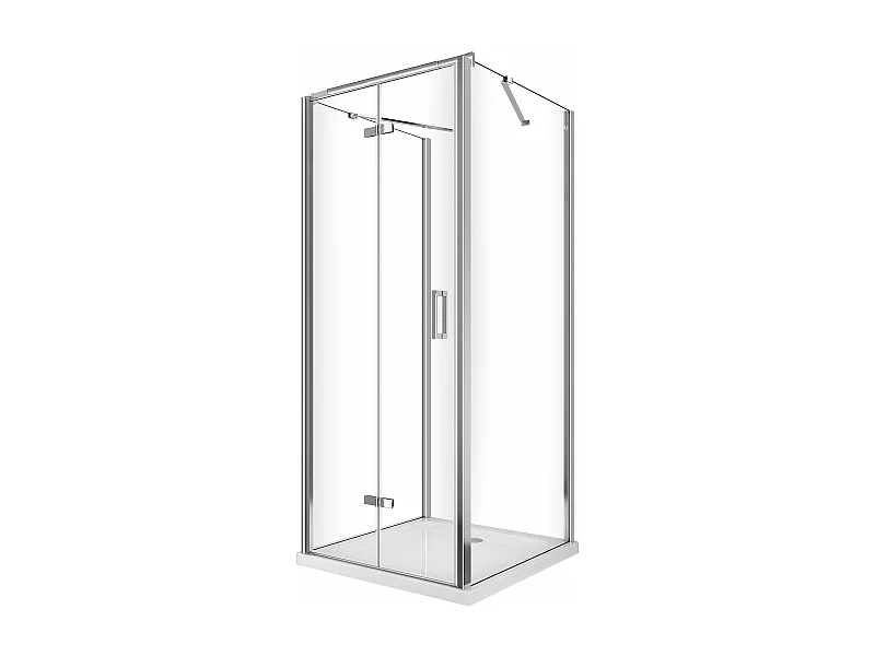 Douche pliante avec ouverture vers l&#039;interieur et deux parois fixes H. 190 - 87,5-90 Fixe – 72,5-75 Porte