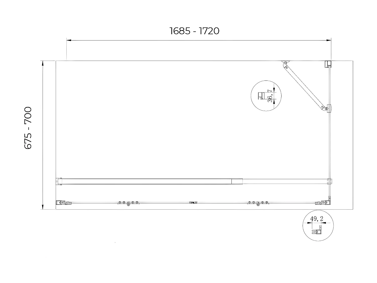 Box doccia con ingresso libero a libro pieghevole + lastra fissa reversibile H 190 trasparente anticalcare misure 67,5-70 Fisso + Porta 168,5-172