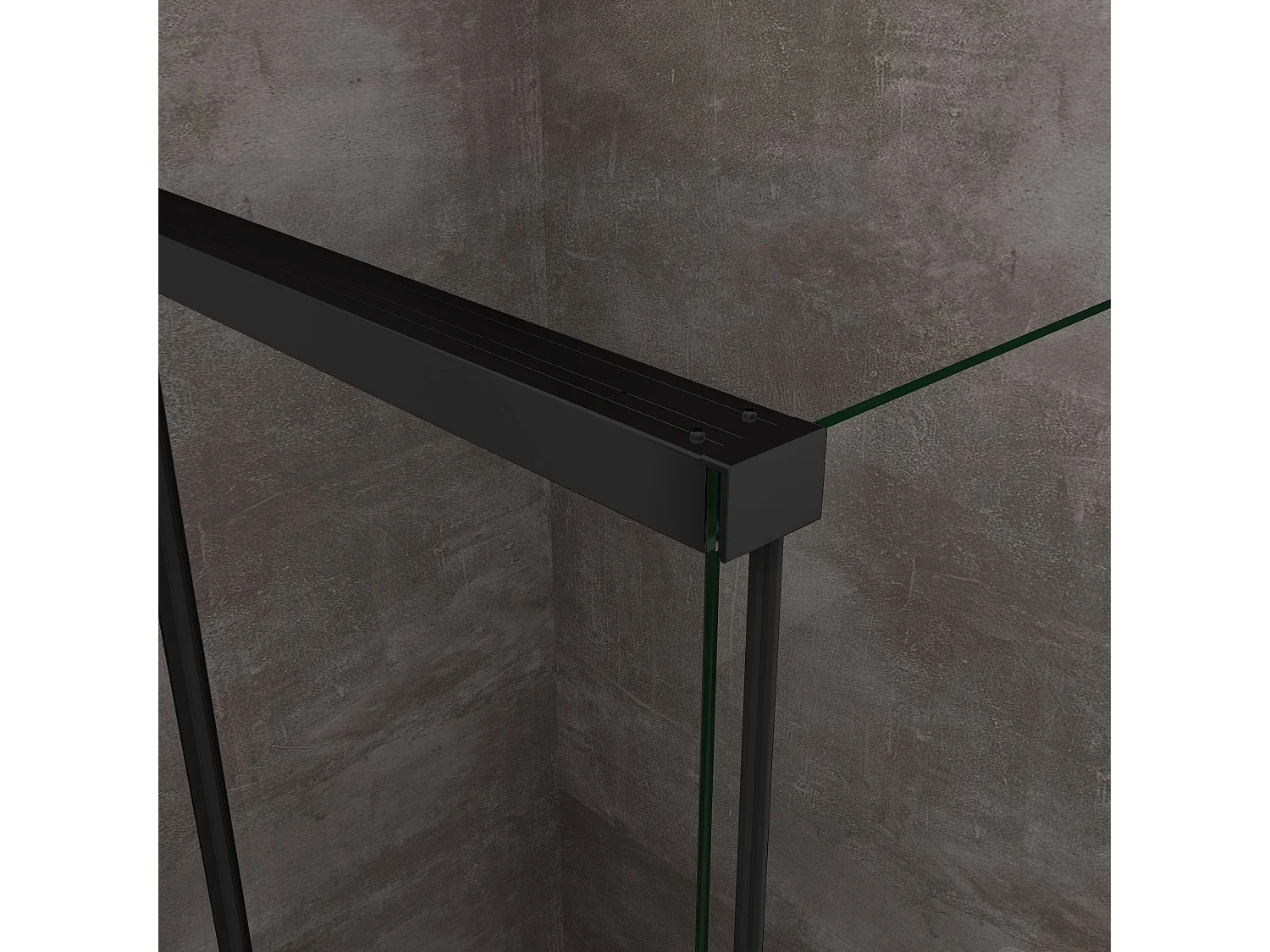 Douche d'angle avec paroi latérale fixe et porte frontale avec fermeture douce amortie H 200 8 mm cadre noir mat Cm 75 (73-75) x 170 (167-170)