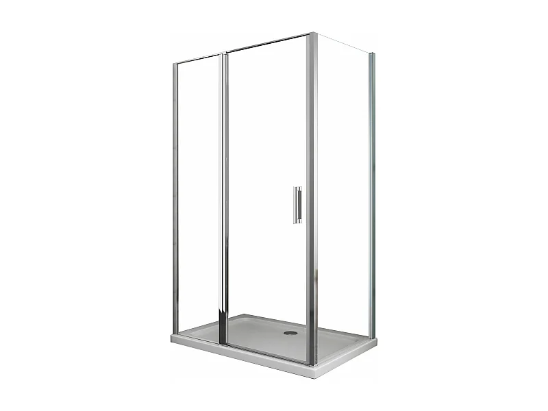 Box doccia angolare parete fissa e porta battente e fisso in linea vetro 6 mm reversibile Misura Fisso 66,5-69 porta 137-140 (35+65)