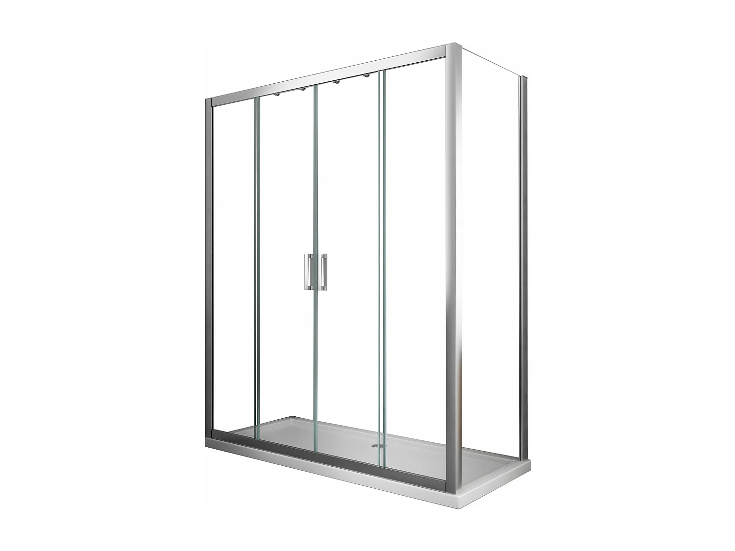 Box doccia 6 mm H 190 parete fissa e porta a 4 ante con apertura centrale MISURA 77,5-80 ANTA FISSA + PORTA 183-188