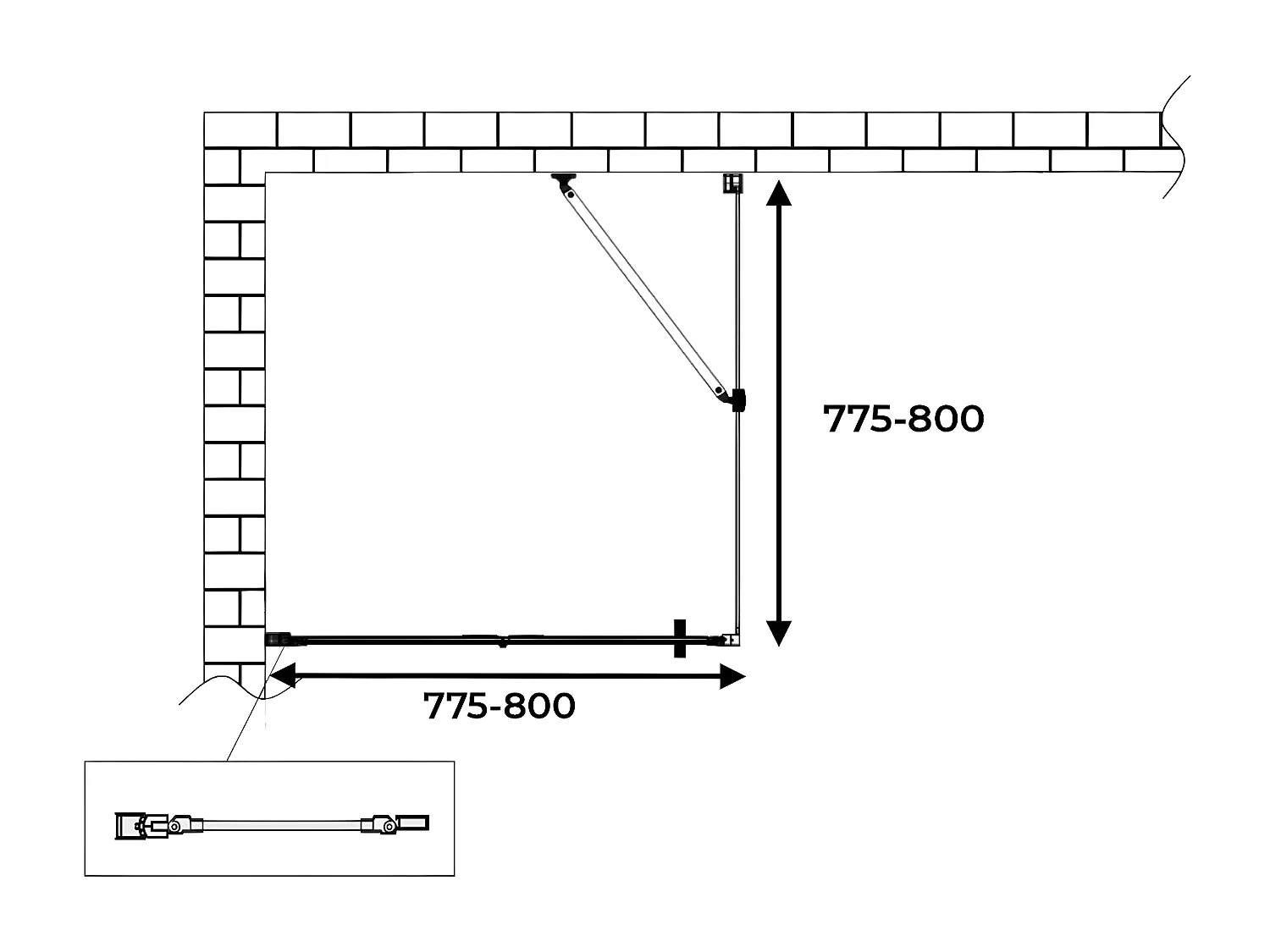 Box doccia apertura a libro soffietto pieghevole con parete fissa laterale h 190 cromo trasparente Fisso 77,5-80 - Porta 77,5-80