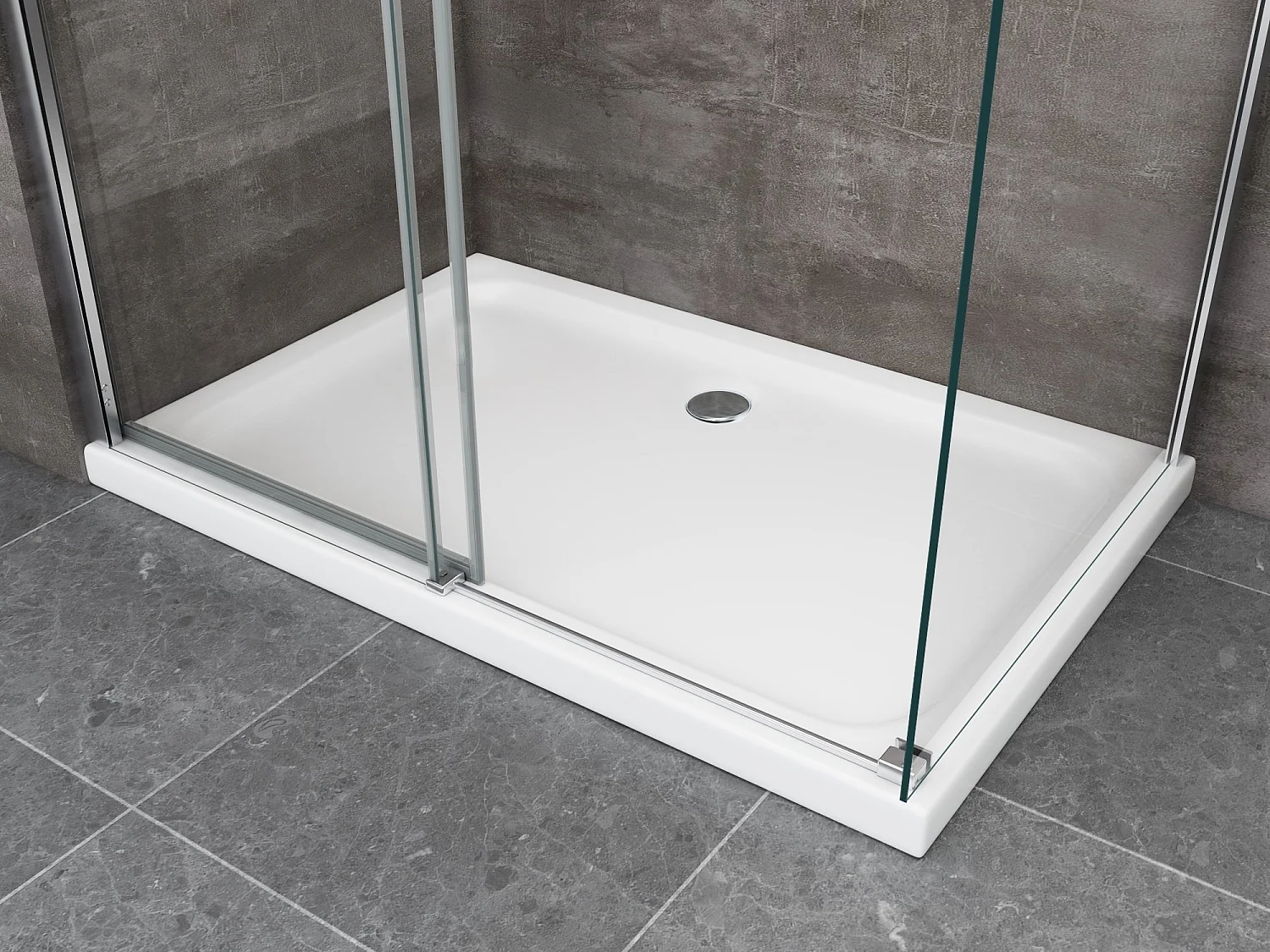 Douche de 8 mm H.190 avec un paroi fixe et une porte coulissante (receveur non inclu)– 90 fixe x 130 coulissante