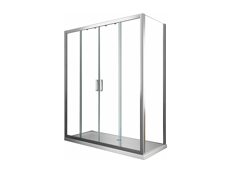 Box doccia 6 mm H 190 parete fissa e porta a 4 ante con apertura centrale MISURA 87,5-90 ANTA FISSA + PORTA 173-178