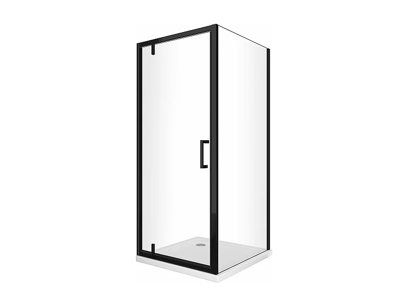 Box Doccia Con Parete Fissa Laterale e Porta Rototraslante Con Perni Asimmetrici Vetro 8 MM H 200 nero opaco 110 (108-110) FISSA x PORTA 75 (72-75)