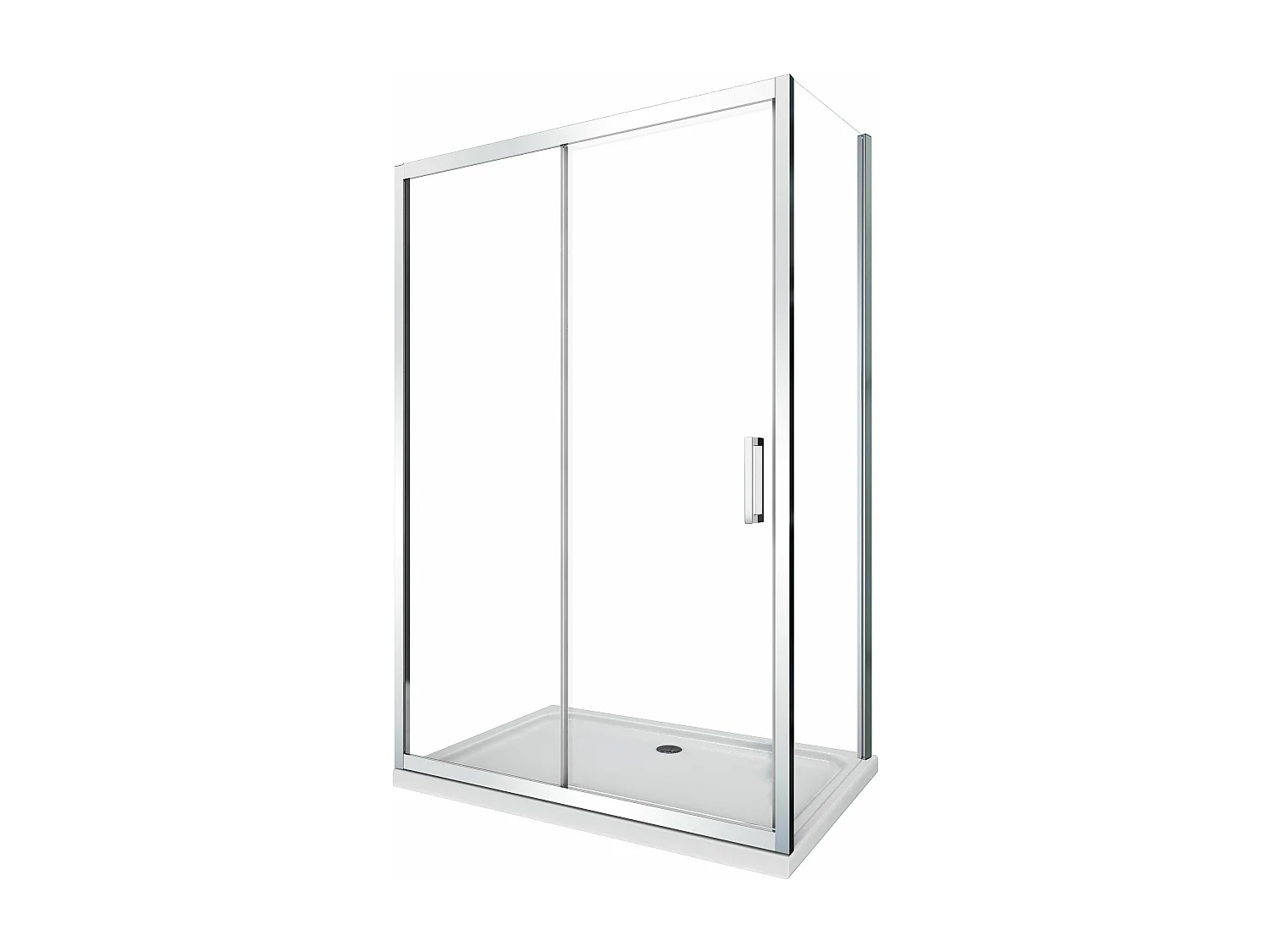 Douche de 6 mm avec un paroi fixe laterale et une porte coulissante (receveur non inclu)  – 62,5-65 fixe x 115-120 coulissante