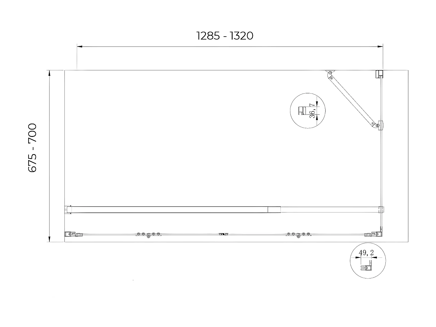 Box doccia con ingresso libero a libro pieghevole + lastra fissa reversibile H 190 trasparente anticalcare misure 67,5-70 Fisso + Porta 128,5-132