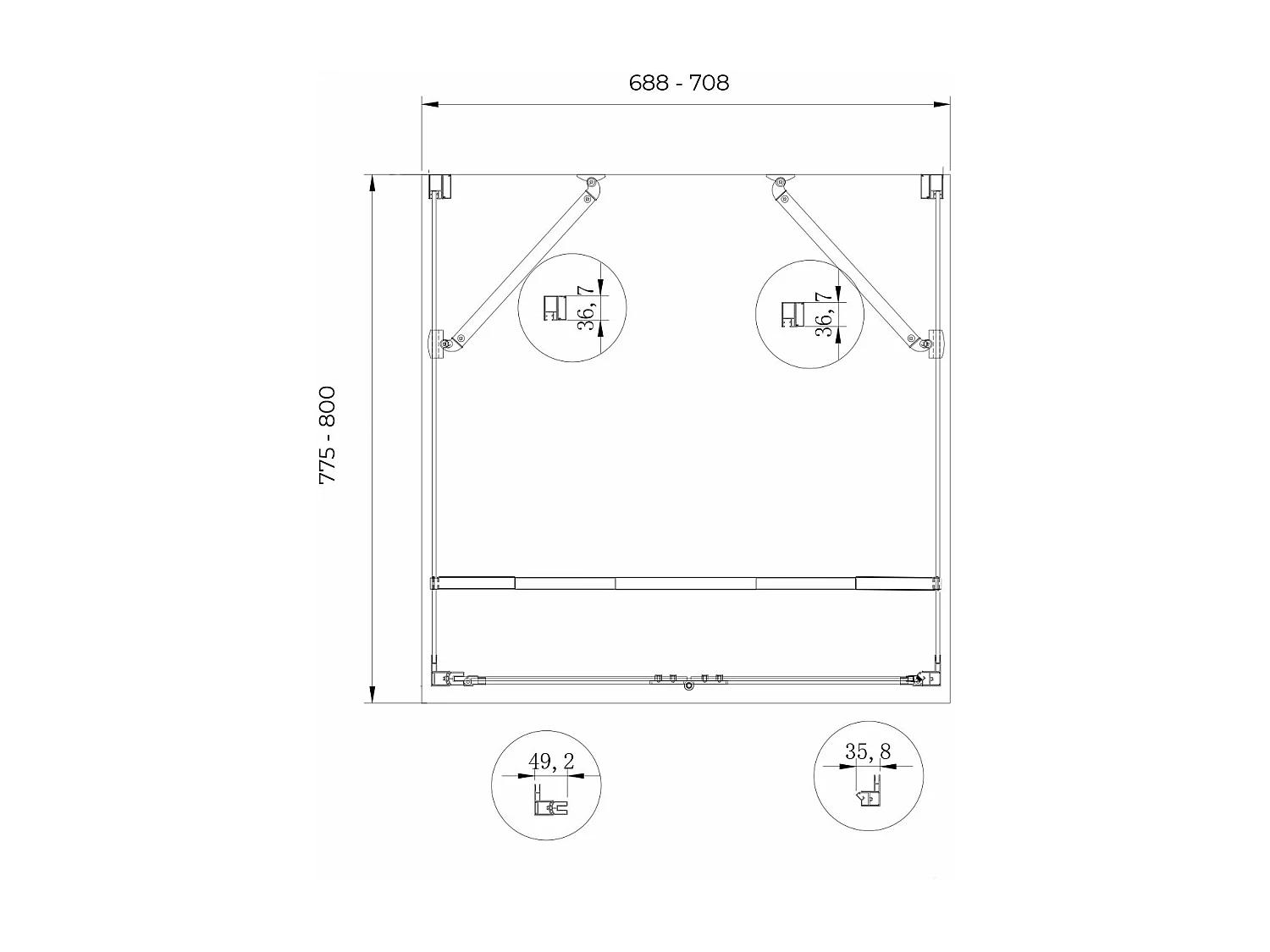 Box cabina doccia a 3 lati con apertura a libro pieghevole a pacchetto H.190 cromo trasparente anticalcare misure  77,5-80 fisse + Porta 68,8-70,8