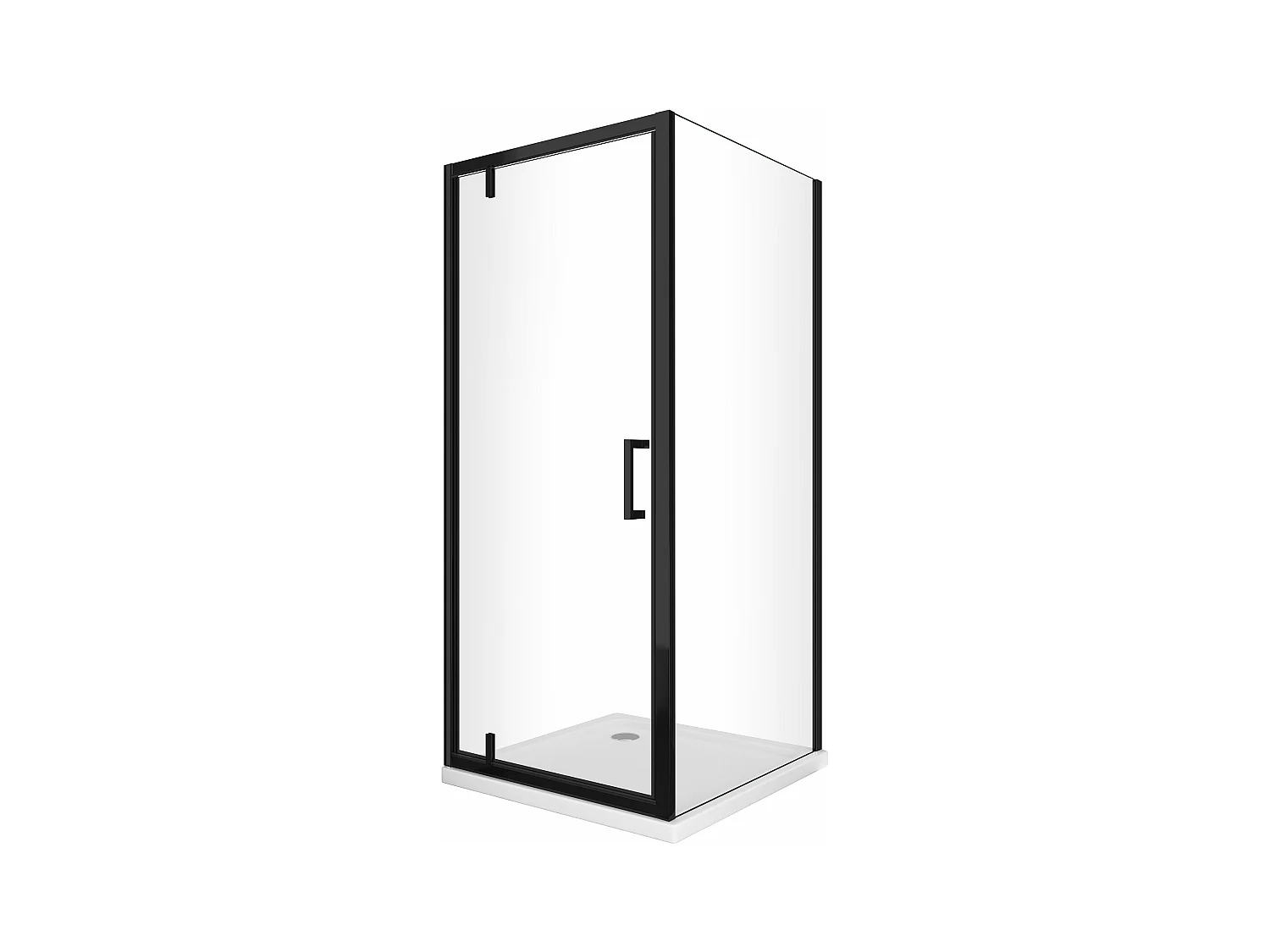 Douche avec paroi latérale fixe et porte roto-translante avec pivots asymétriques, verre 8 mm H 200 noir mat 70 (68-70) FIXE x PORTE 120 (117-120)
