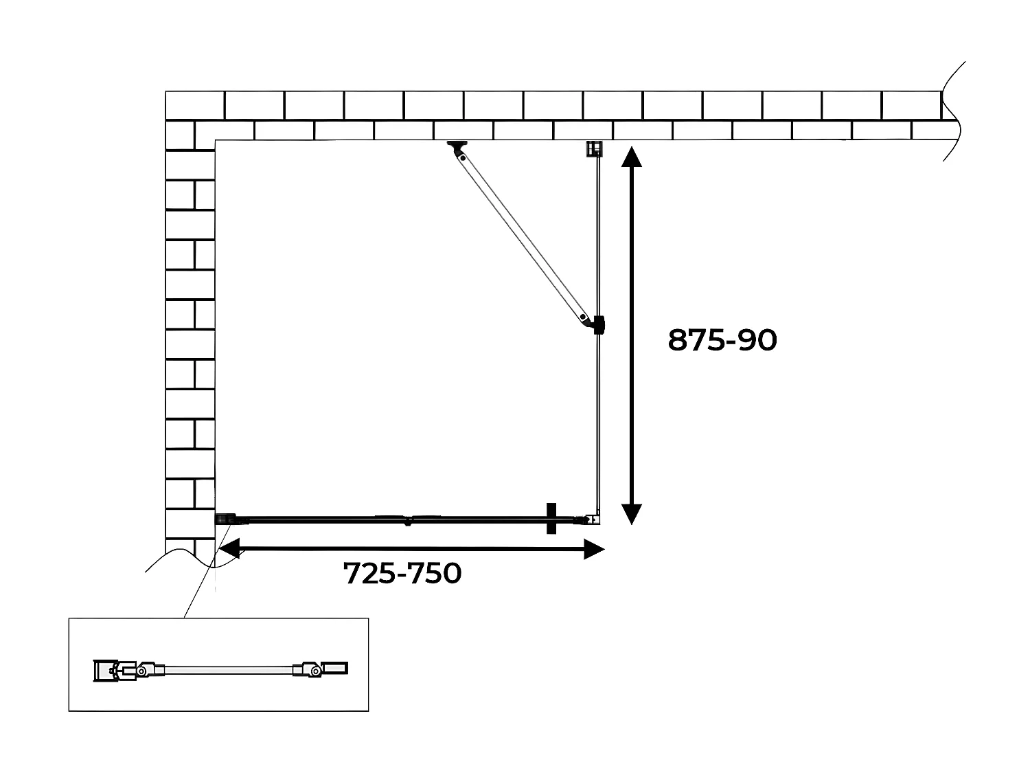 Box doccia apertura a libro soffietto pieghevole con parete fissa laterale h 190 cromo trasparente Fisso 87,5-90 - Porta 72,5-75