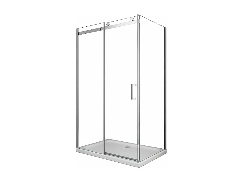 Douche de 8 mm H.190 avec un paroi fixe et une porte coulissante (receveur non inclu)– 70 fixe x 150 coulissante